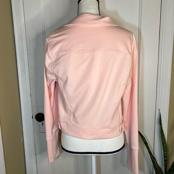 H by Halson Rose Blush Zip Up French Terry Motorcycle Jacket Size 14 - Picture 5 of 11